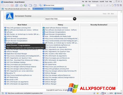 Скріншот Avant Browser для Windows XP