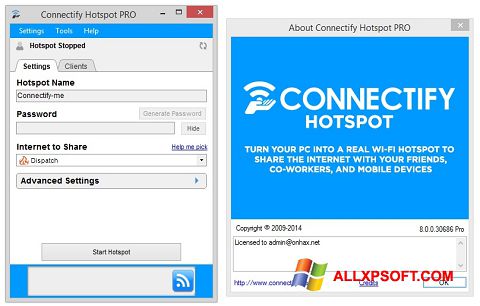 Скріншот Connectify Hotspot PRO для Windows XP