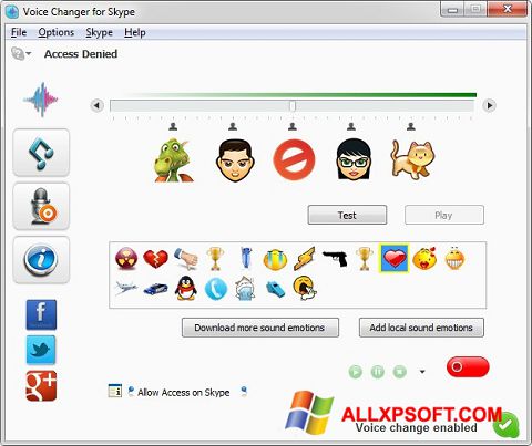 Скріншот Skype Voice Changer для Windows XP