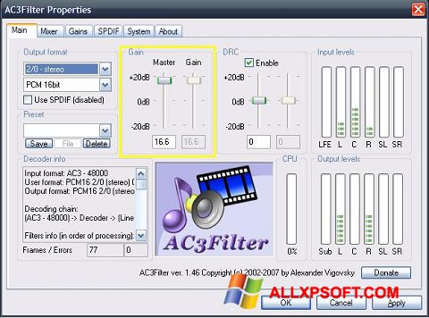 Скріншот AC3Filter для Windows XP