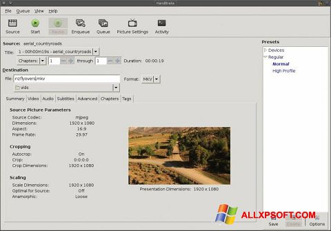 Скріншот HandBrake для Windows XP