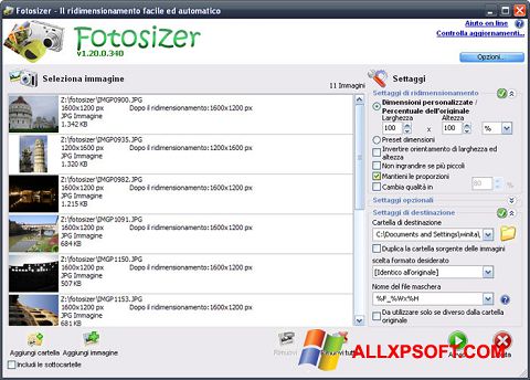 Скріншот Fotosizer для Windows XP