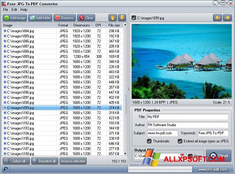 Скріншот JPG to PDF Converter для Windows XP