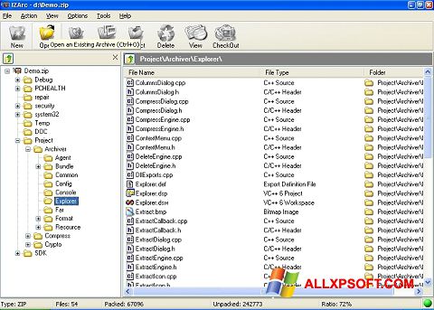 Скріншот IZArc для Windows XP
