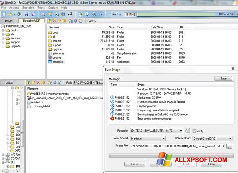 Скріншот UltraISO для Windows XP
