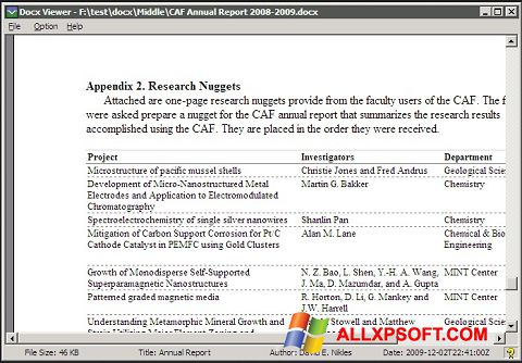 Скріншот DocX Reader для Windows XP