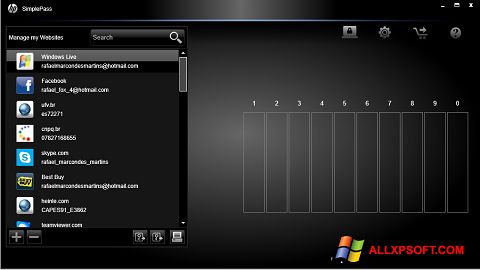 Скріншот HP SimplePass для Windows XP