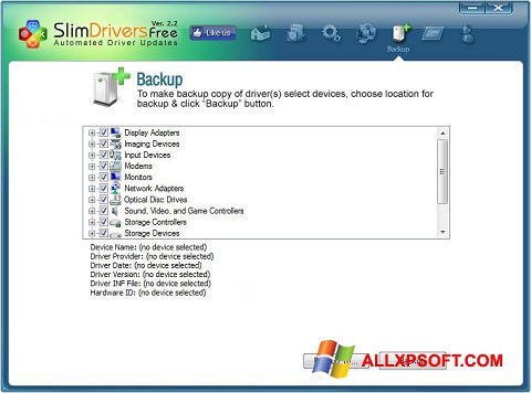 Скріншот SlimDrivers для Windows XP