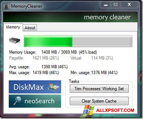 Скріншот Memory Cleaner для Windows XP