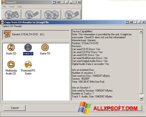 Скріншот CloneCD для Windows XP