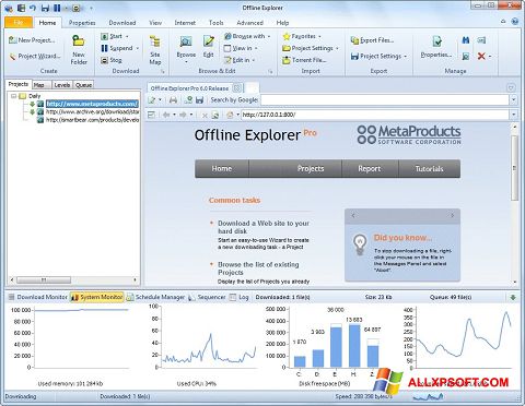 Скріншот Offline Explorer для Windows XP