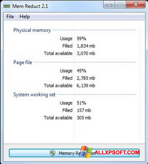 Скріншот Mem Reduct для Windows XP