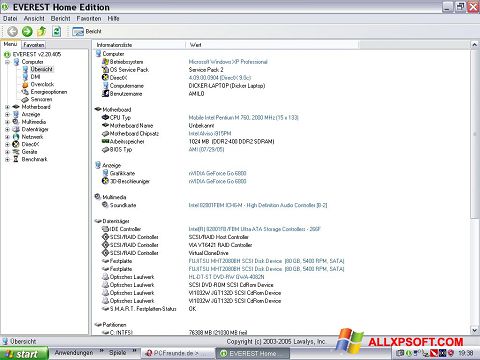 Скріншот EVEREST Home Edition для Windows XP