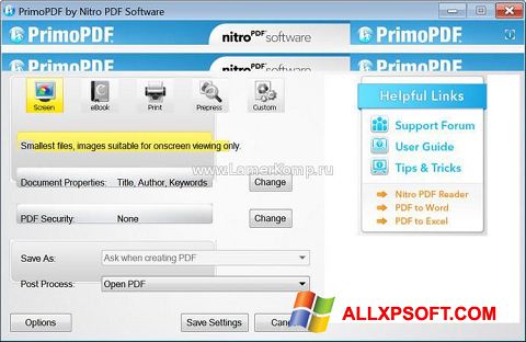 Скріншот PrimoPDF для Windows XP