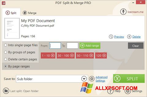 Скріншот PDF Split and Merge для Windows XP
