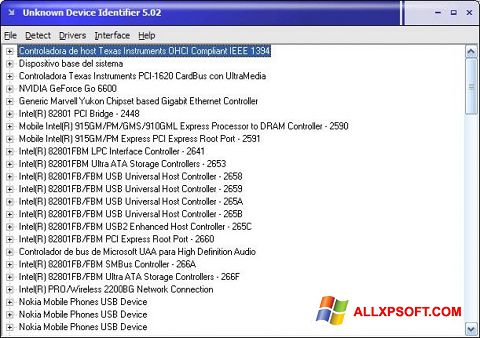 Скріншот Unknown Device Identifier для Windows XP