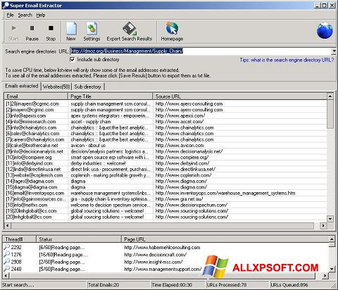 Скріншот eMail Extractor для Windows XP