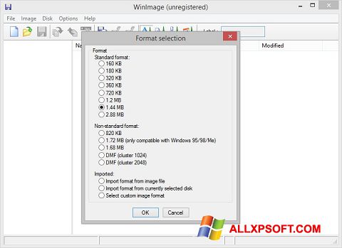 Скріншот WinImage для Windows XP