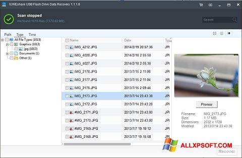 Скріншот USB Flash Drive Recovery для Windows XP