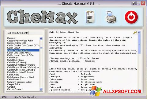 Скріншот CheMax для Windows XP