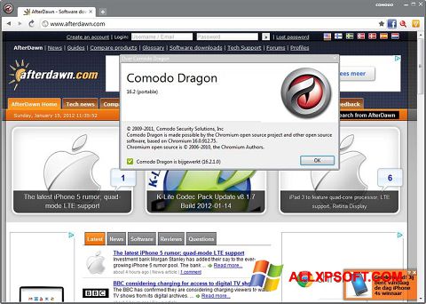 Скріншот Comodo Dragon для Windows XP