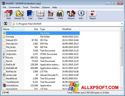 Скріншот WinRAR для Windows XP