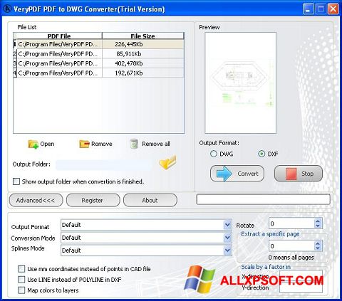 Скріншот PDF to DWG Converter для Windows XP