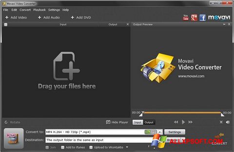Скріншот Movavi Video Converter для Windows XP