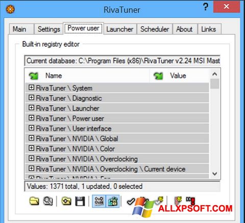 Скріншот RivaTuner для Windows XP