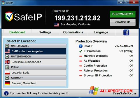 Скріншот SafeIP для Windows XP