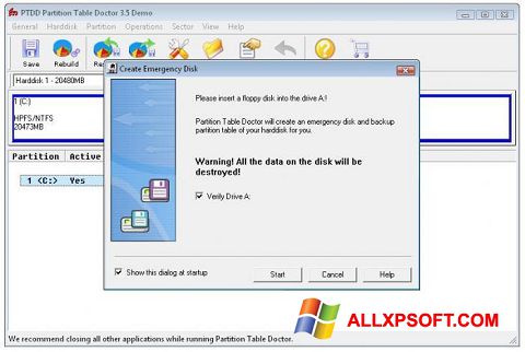Скріншот Partition Table Doctor для Windows XP