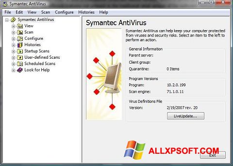 Скріншот Symantec Antivirus для Windows XP