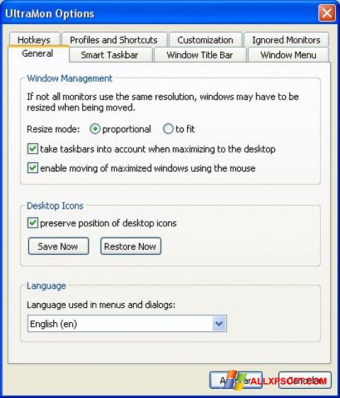 Скріншот UltraMon для Windows XP