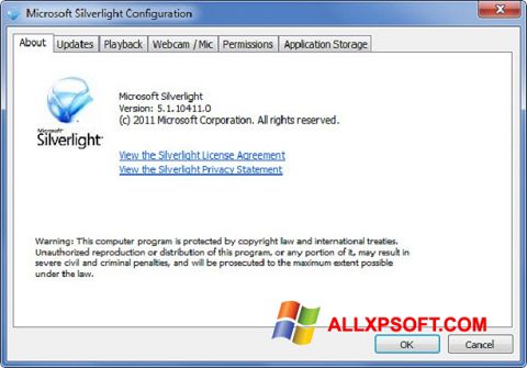 Скріншот Microsoft Silverlight для Windows XP