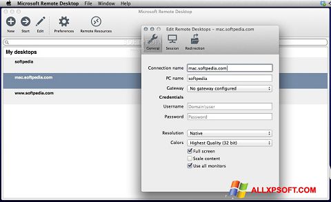 Скріншот Microsoft Remote Desktop для Windows XP