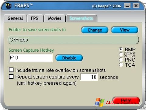 Скріншот Fraps для Windows XP