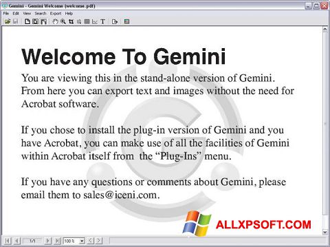 Скріншот Gemini для Windows XP