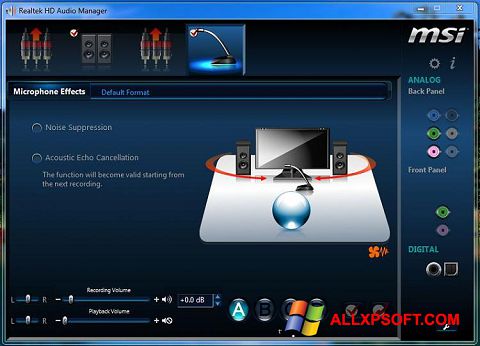 Скріншот Realtek Audio Driver для Windows XP