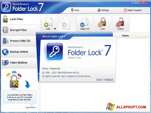 Скріншот Folder Lock для Windows XP