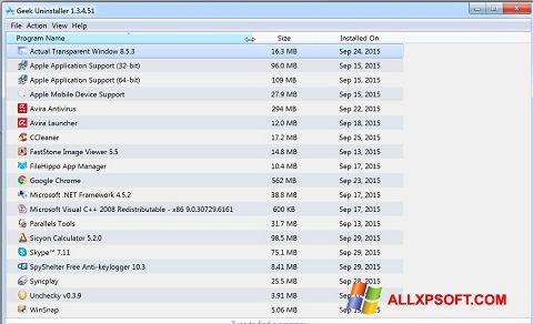 Скріншот Geek Uninstaller для Windows XP