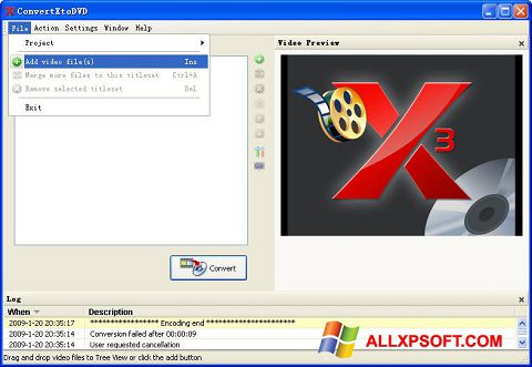 Скріншот ConvertXToDVD для Windows XP