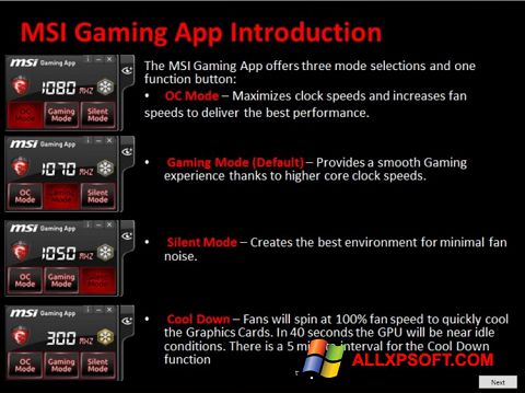Скріншот MSI Gaming App для Windows XP