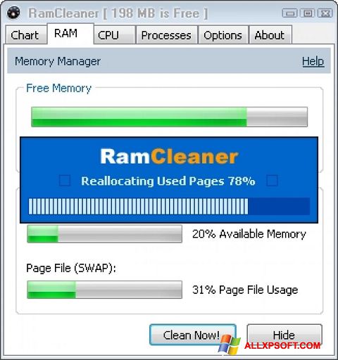 Скріншот RamCleaner для Windows XP