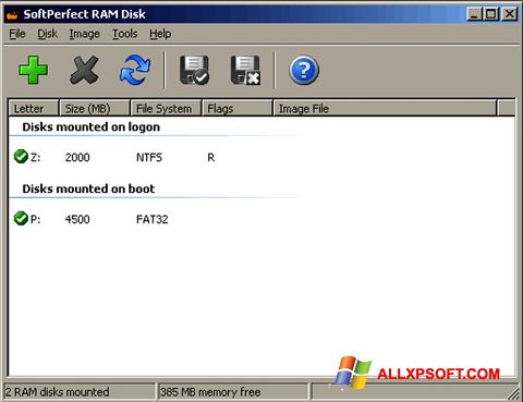 Скріншот SoftPerfect RAM Disk для Windows XP