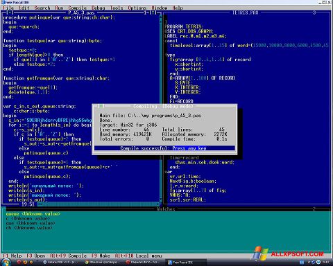 Скріншот Free Pascal для Windows XP