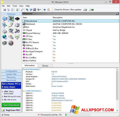 Скріншот PC Wizard для Windows XP
