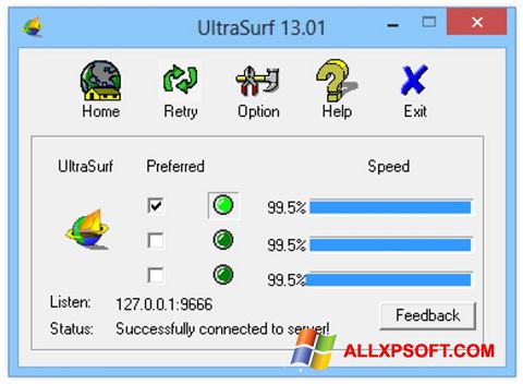 Скріншот UltraSurf для Windows XP