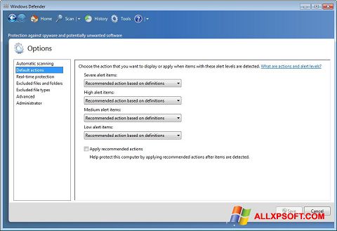 Скріншот Windows Defender для Windows XP