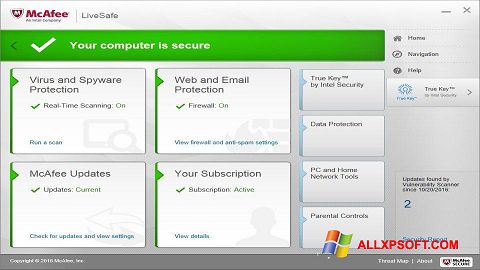 Скріншот McAfee LiveSafe для Windows XP