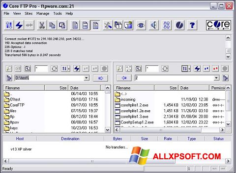 Скріншот Core FTP для Windows XP